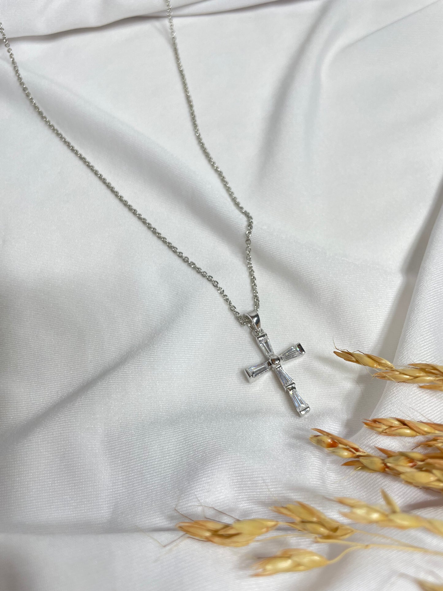 Silver Baguette Cross